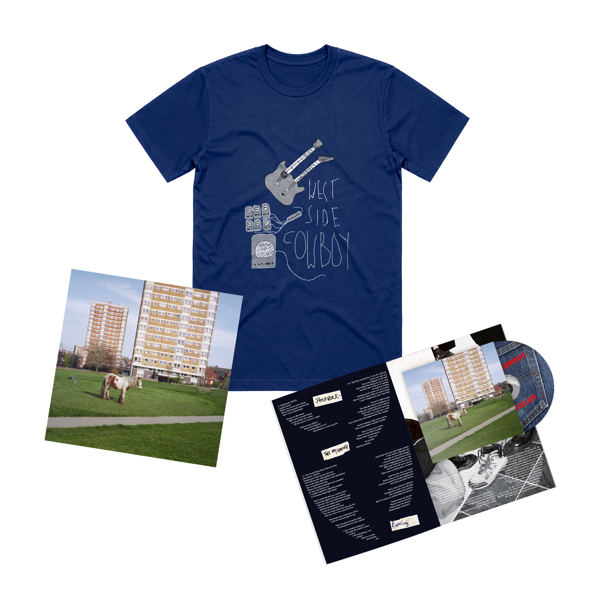 CD Zine, Blue Guitar T-Shirt & Signed Art Card